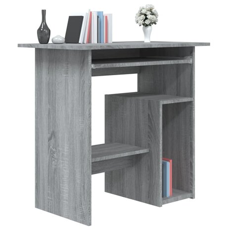Bureau 80x45x74 cm bewerkt hout grijs sonoma eikenkleurig 3