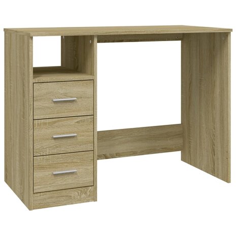 Bureau met lades 102x50x76 cm bewerkt hout sonoma eikenkleurig 2
