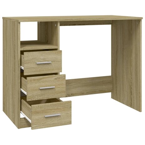 Bureau met lades 102x50x76 cm bewerkt hout sonoma eikenkleurig 7
