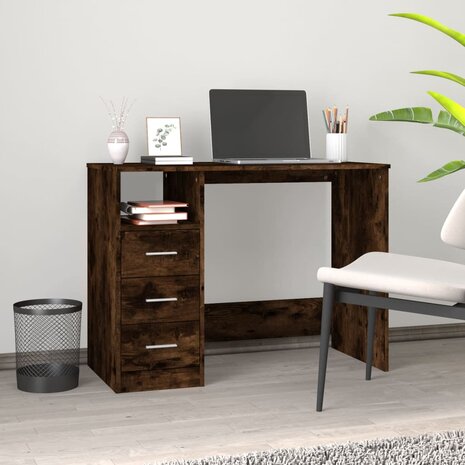 Bureau met lades 102x50x76 cm bewerkt hout gerookt eikenkleurig 1