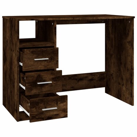 Bureau met lades 102x50x76 cm bewerkt hout gerookt eikenkleurig 7