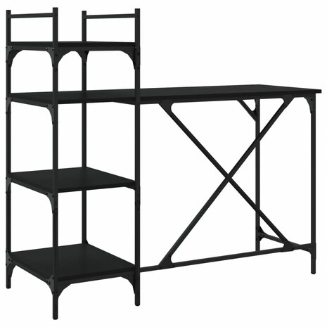 Computerbureau met schappen 120x47x109 cm zwart 2