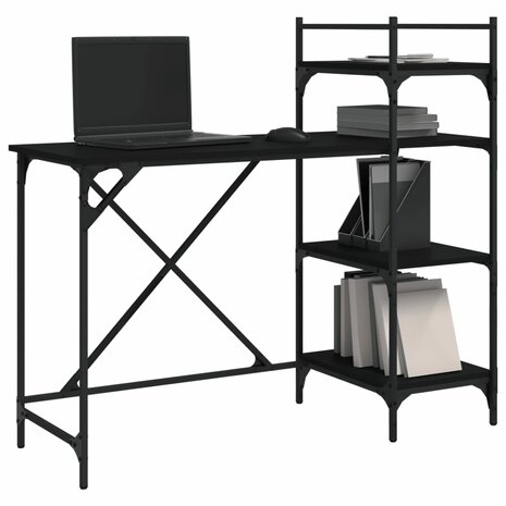 Computerbureau met schappen 120x47x109 cm zwart 3