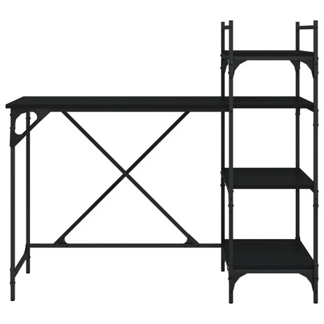 Computerbureau met schappen 120x47x109 cm zwart 4