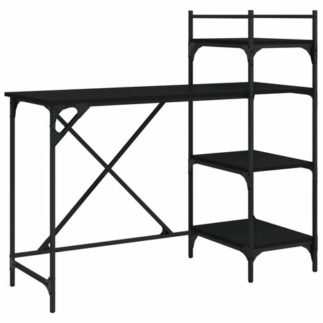 Computerbureau met schappen 120x47x109 cm zwart 6