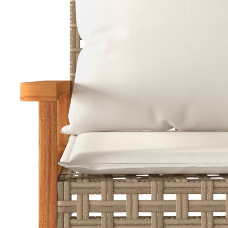 Tuinbankje met kussen poly rattan en acaciahout gemengd beige 8