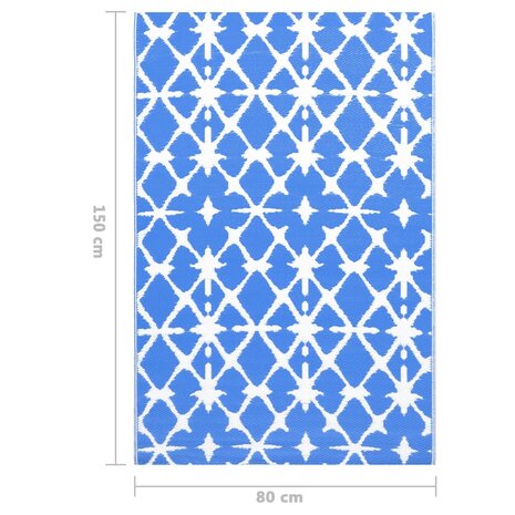 Buitenkleed 80x150 cm PP blauw en wit 7