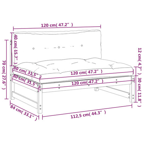 Middenbank 120x80 cm massief douglashout 9