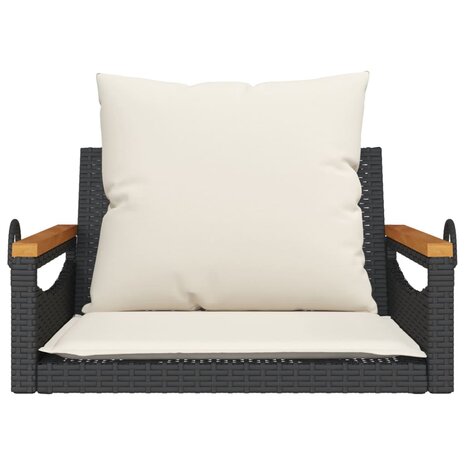 Schommelbank met kussens 63x62x40 cm poly rattan zwart 4