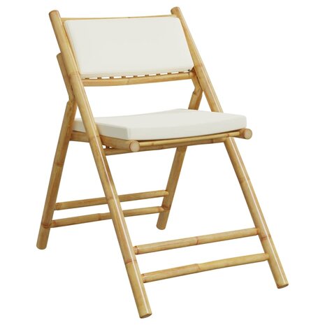Bistrostoelen 2 st inklapbaar met kussens bamboe crèmewit 4