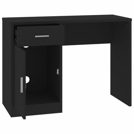 Bureau met kast en lade 100x40x73 cm bewerkt hout zwart 6