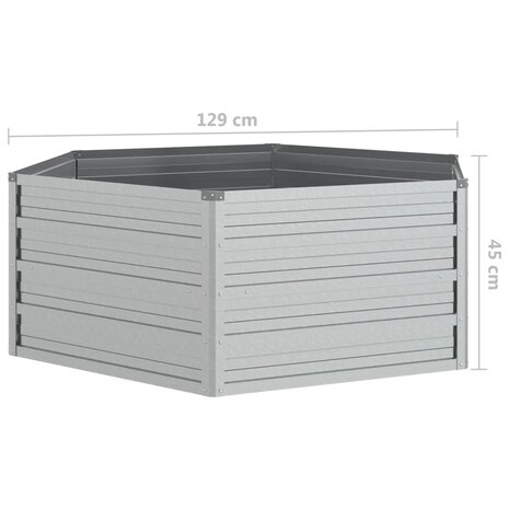 Plantenbak verhoogd 129x45 cm gegalvaniseerd staal zilverkleur 6