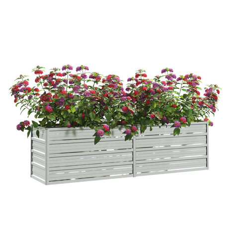 Plantenbak verhoogd 160x40x45 cm gegalvaniseerd staal zilver 3