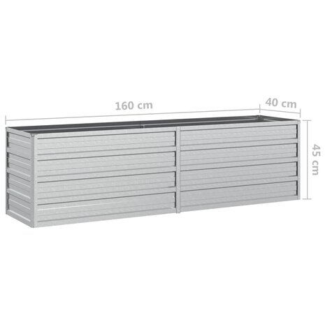 Plantenbak verhoogd 160x40x45 cm gegalvaniseerd staal zilver 7