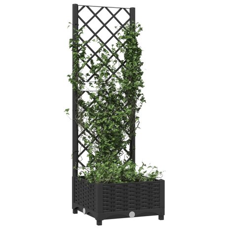 Plantenbak met latwerk 40x40x121,5 cm polypropeen zwart 3