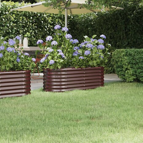 Plantenbak 114x40x36 cm gepoedercoat staal bruin 1