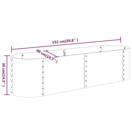 Plantenbak 152x40x36 cm gepoedercoat staal bruin 6
