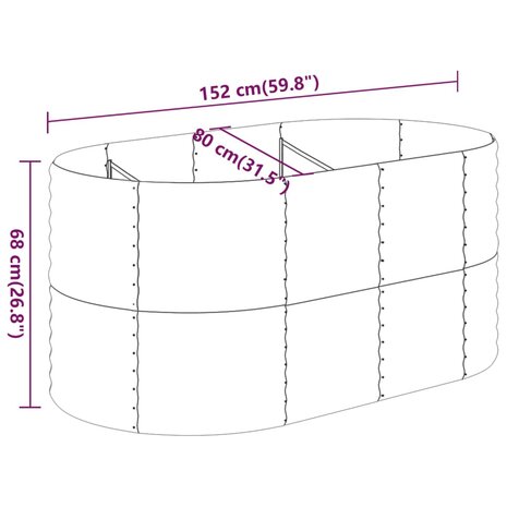 Plantenbak 152x80x68 cm gepoedercoat staal zilverkleurig 6