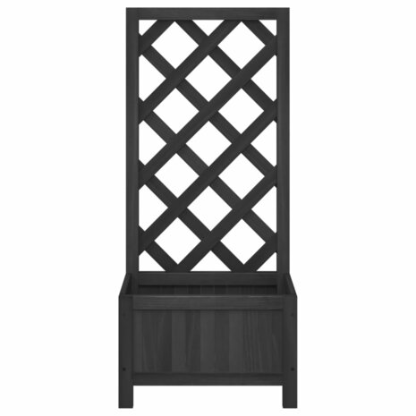 Plantenbak met latwerk massief vurenhout zwart 4