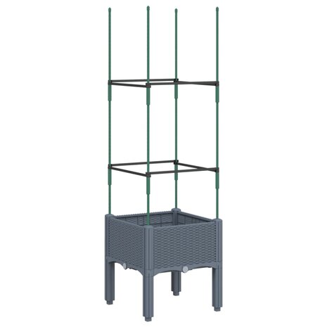 Plantenbak met latwerk 40x40x142,5 cm polypropeen grijs 5