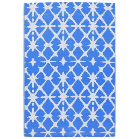 Buitenkleed 140x200 cm polypropeen blauw en wit 2