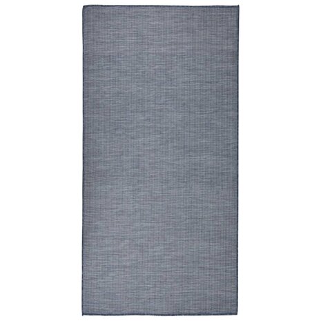 Buitenkleed platgeweven 100x200 cm blauw 1
