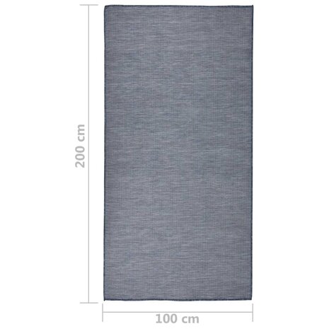Buitenkleed platgeweven 100x200 cm blauw 6