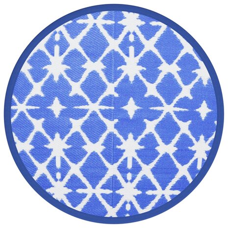 Buitenkleed Ø160 cm polypropeen blauw en wit 2