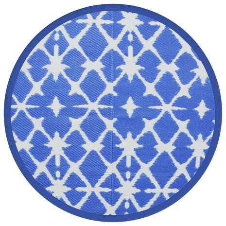 Buitenkleed Ø200 cm polypropeen blauw en wit 2