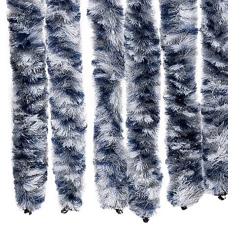 Vliegengordijn 56x185 cm chenille blauw, wit en zilver 5