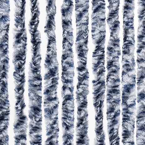 Vliegengordijn 56x185 cm chenille blauw, wit en zilver 6