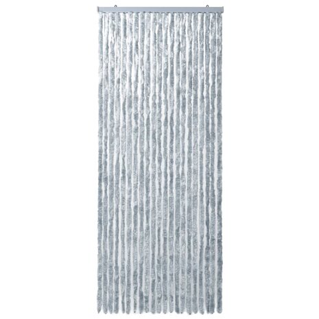 Vliegengordijn 90x220 cm chenille wit en grijs 3