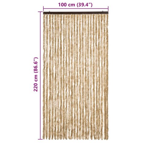 Vliegengordijn 100x220 cm chenille beige 7