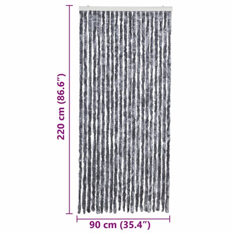 Vliegengordijn 90x220 cm chenille zilverkleurig 7