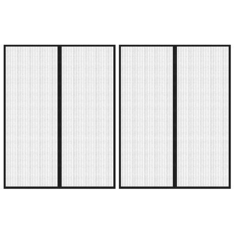 Insectendeurgordijnen 2 st magnetisch 230x160 cm zwart 1