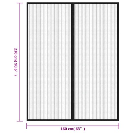 Insectendeurgordijnen 2 st magnetisch 230x160 cm zwart 8