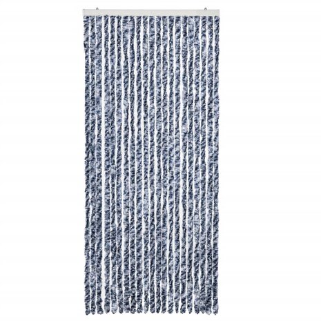 Vliegengordijn 90x200 cm chenille blauw en wit 3