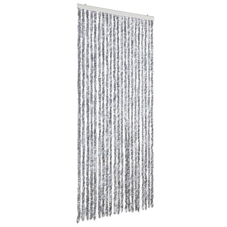 Vliegengordijn 90x200 cm chenille wit en grijs 2