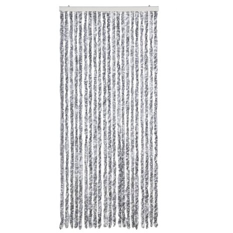 Vliegengordijn 90x200 cm chenille wit en grijs 3