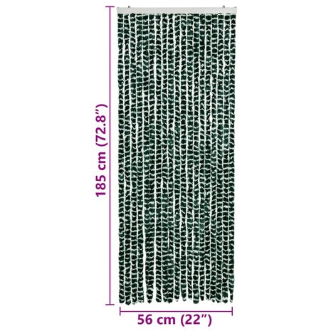 Vliegengordijn 56x185 cm chenille groen en wit 7