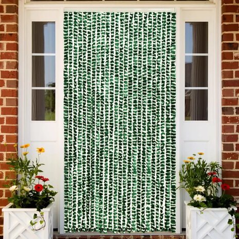 Vliegengordijn 100x220 cm chenille groen en wit 1