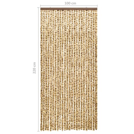 Vliegengordijn 100x220 cm chenille beige en bruin 6