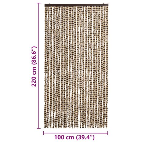 Vliegengordijn 100x220 cm chenille beige en bruin 7
