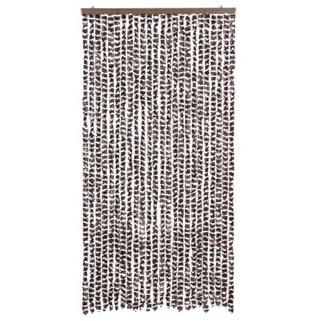 Vliegengordijn 100x220 cm chenille bruin en wit 3