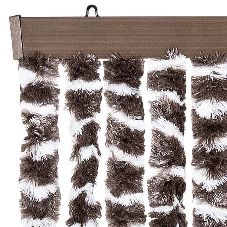 Vliegengordijn 100x220 cm chenille bruin en wit 4