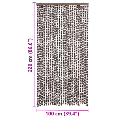 Vliegengordijn 100x220 cm chenille bruin en wit 7