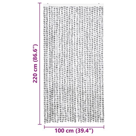 Vliegengordijn 100x220 cm chenille licht- en donkergrijs 7