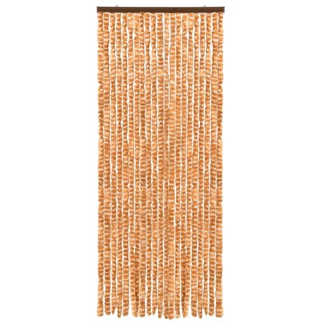 Vliegengordijn 56x185 cm chenille oker en wit 2