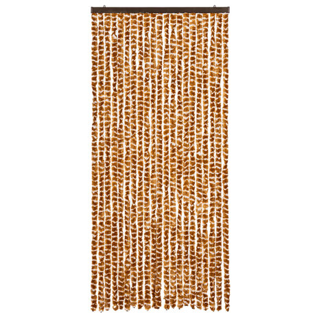 Vliegengordijn 90x220 cm chenille oker en wit 3