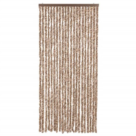 Vliegengordijn 90x220 cm chenille beige en donkerbruin 3